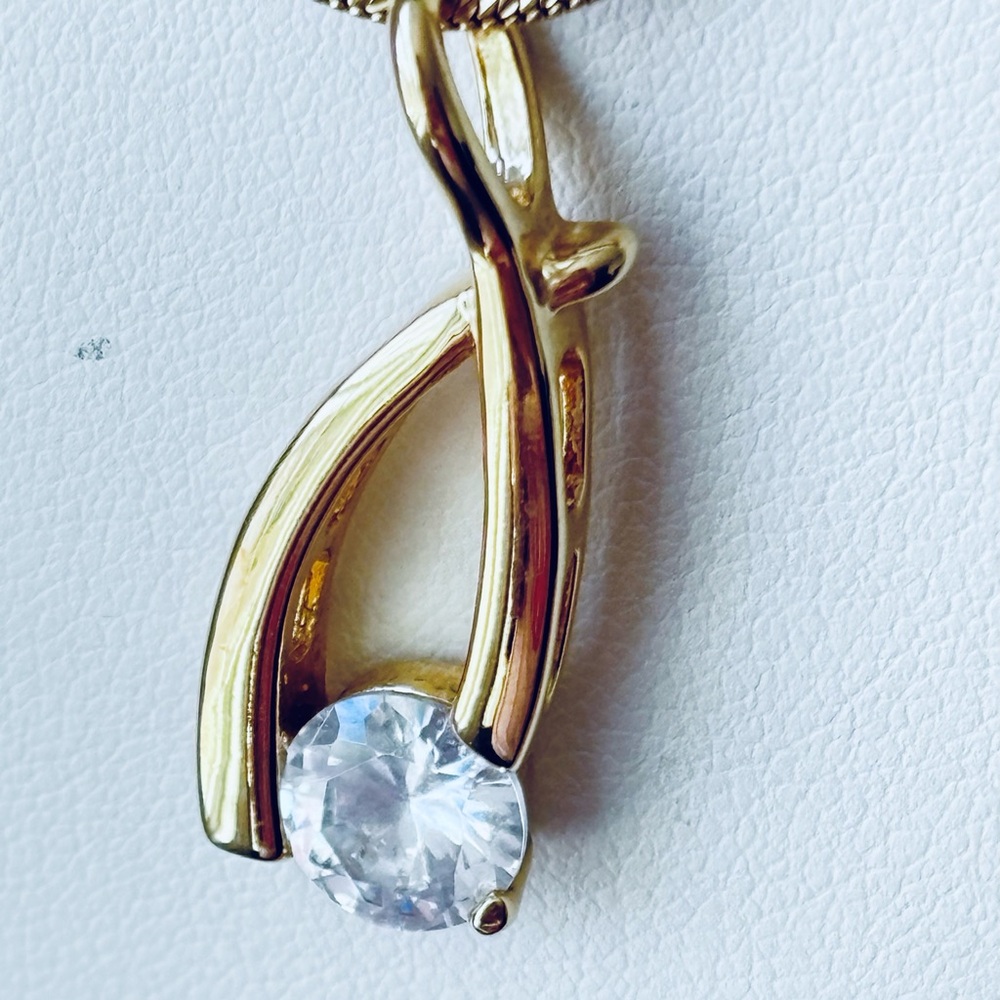 Lia Sophia Upside down wishbone necklace/ gold tone/ cut Crystal
